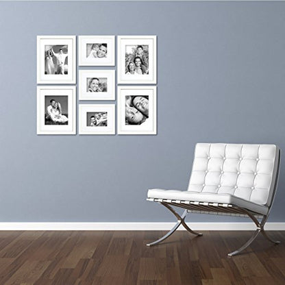 Craig Frames 23247812 Picture Frame 7-Piece Wall Set, White Frames, White Display Mats - color: 622FSET01S07Z White Frame Set