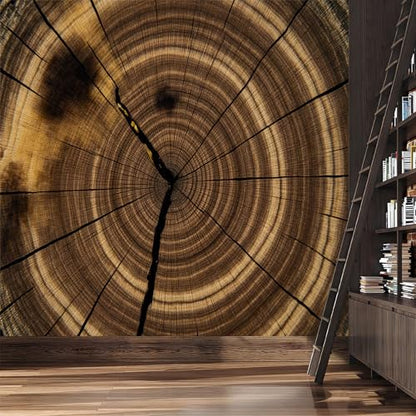 Custom Wall Mural Wallpaper Wood Grain Tree Ring Pattern Removable SelfAdhesive Large Photo for Living Room,Bedroom,Office