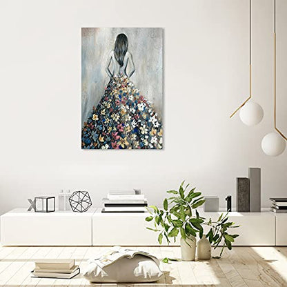Oliver Gal Girl with Flower Thoughts Canvas Print Wall Art for Living Room, Bedroom, and Bathroom, 24" x 36", Gallery Wrapped - color: Gallery Wrapped, size: 36"L x 24"W
