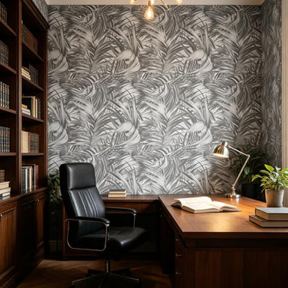 Tropical Palm Leaves Peel and Stick self Adhesive Wallpaper - 96''x32'' - color: X03, size: 96"x32"