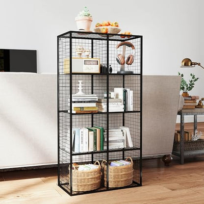 Wire Storage Cube, 8 Cube Metal Storage Organizer, Display Modular Bookshelf Shelf, Closet Cabinet for Bedroom, Office, Black