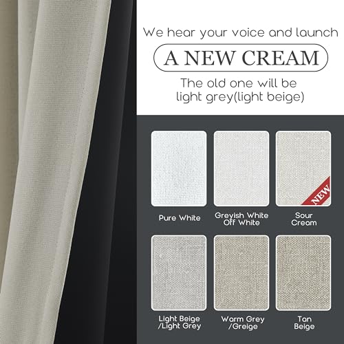 Greige Neutral Linen Blackout Curtains - Thermal Insulated Thick Lined Drapes 84 Inch Length 2 Panels Set - color: Greige/Warm Grey, size: 50"W x 84"L (Pack of 2)