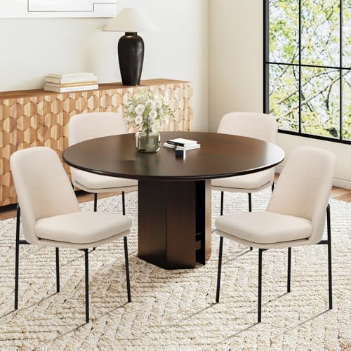 COLAMY Upholstered Dining Chairs Set of 4, Modern Dining Room Chairs with Curved Back and Metal Legs, Dinner Chair Kitchen Chairs for Dining Room and Living Room, Beige - color: Beige-f, size: Set of 4