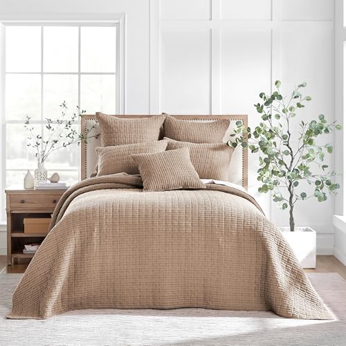 Levtex Home Mills Waffle Twin Bedspread Set (84x104in) with 1 Pillow Sham (26x20in) - Blush - Cotton Waffle Twin Size Bedspread Set - Lightweight, Soft, Pre-Washed - color: Blush, size: Twin Bedspread