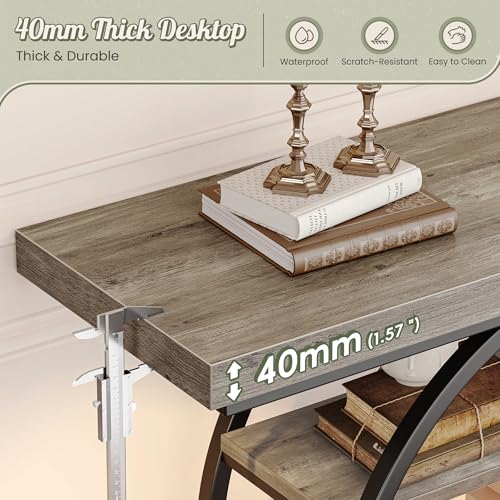 Huuger 41.3 Inch Entryway Table, Console Table with Shelves, Sofa Table | Modern Entrance Table, Console Tables for Entryway, Hallway, Entrance, Foyer, Living Room, O-Shaped Accent Table, Grey - color: Grey, size: 11.8"D x 41.3"W x 31.5"H