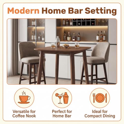 Giantex Counter Height Dining Table for 2, Solid Rubber Wood Frame