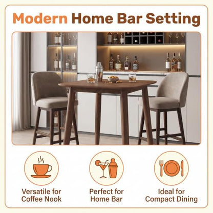 Giantex Counter Height Dining Table for 2, Solid Rubber Wood Frame