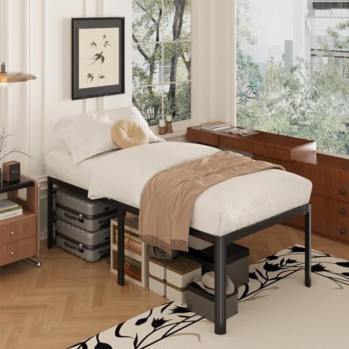 Yicensen 20 Inch Twin Bed Frames Rounded Corner Legs Heavy Duty Platform Twin Metal Bed Frame for Kids, Easy Assembly, Noise Free, No Box Spring Needed, Black. - size: Twin, style: 20 Inch