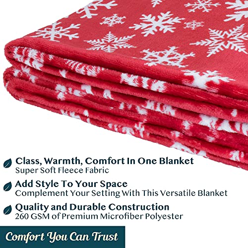 PAVILIA Christmas Throw Blanket | Red Snowflake Christmas Fleece Blanket | Soft, Plush, Warm Winter Cabin Throw, Twin 60x80 (Red/White Snowflake) - color: Snowflake Red, size: 60 x 80 Inches - Twin