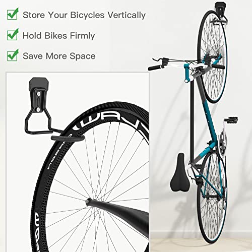 Housolution Bike Wall Mount with Fixed Hook, [2 Pack] Bike Storage Rack | Bike Rack Vertical Stand for Garage - Easily Hang/Detach - with Screws Iron Bike Hanger Brackets - size: 2 PCS