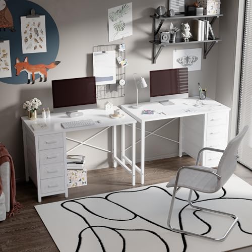 Pamray 32 Inch Computer Desk with 4 Drawers Small Office Desk for Home Bedroom Study Writing Simple Modern Computer Table White - color: White