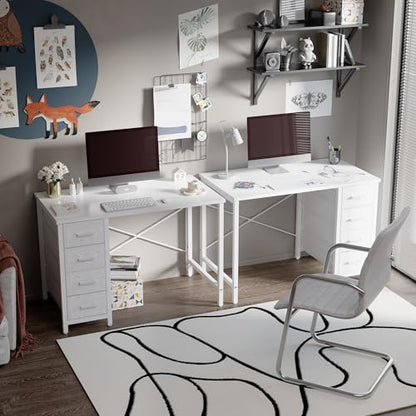 Pamray 32 Inch Computer Desk with 4 Drawers Small Office Desk for Home Bedroom Study Writing Simple Modern Computer Table White - color: White