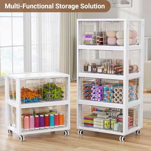 Stackable Storage Drawer Carts, Extra Large Bins 1 Tier 1 Drawer | Smooth Pull-Out Drawers, Clear Plastic Storage Organizer Container For Home Office Bedroom Bathroom Art Crafts Under Desk - size: 1 Tier 1 Drawer