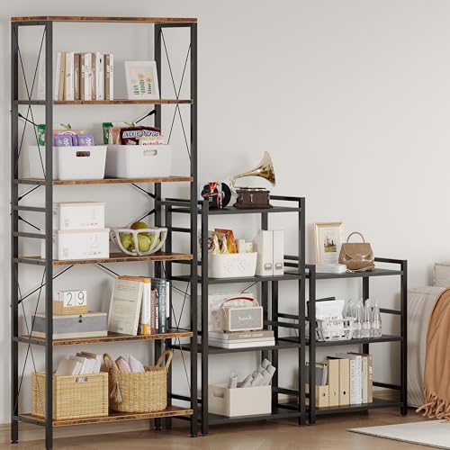 ALISENED 39.8 Inches 4-Tiers Bookshelf, Industrial-Style Bookcase Shelf, Small Shelf Vintage-Style Storage Organizer, Suitable for Home Offices, Living Rooms, and Bedrooms - size: 4 tiers