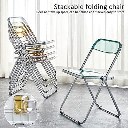 Stackable Transparent Dining Chair - Metal Frame, Plastic Accent Chair for Kitchen, Living Room, Bedroom - Space Saving, Stylish Design，Orange 47x48x76cm(19x19x30in - color: Orange