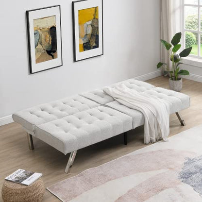 anwickjeff Futon Sofa Bed, Modern Convertible Armless Sleeper Couch Loveseat Sofa Sleeper Daybed for Studio, Apartment, Office, Small Space, Compact Living Room,68.1”x 32.9”x 32.3” (White) - color: White
