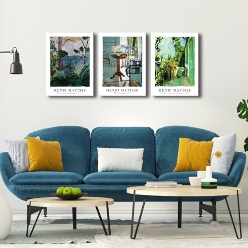 Wieco Art Canvas Wall Art Set of 3 Henri Matisse Aesthetic Posters The Terrace, St.Tropez The Window Moroccan Landscape Matisse Prints Posters for Home Decorations - size: 12x16inchx3pcs(30x40cmx3pcs)