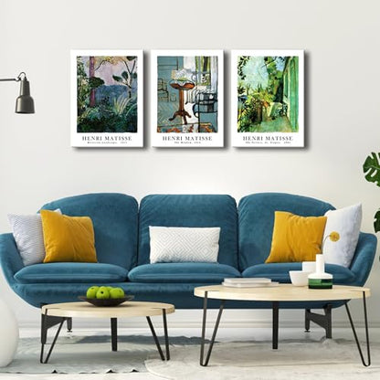 Wieco Art Canvas Wall Art Set of 3 Henri Matisse Aesthetic Posters The Terrace, St.Tropez The Window Moroccan Landscape Matisse Prints Posters for Home Decorations - size: 12x16inchx3pcs(30x40cmx3pcs)