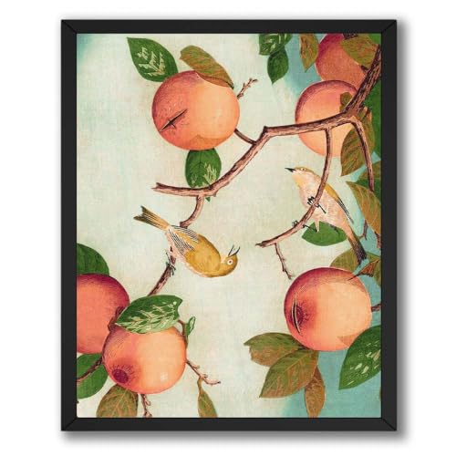ALPINE INK CO. Vintage Bird Poster - Peach Branch Illustration Wall Decor - Modern Room Decor for Kitchen Dining Living Space - Trendy Nature Artwork - 8x10 Unframed Print - color: Style-09, size: 8"L x 10"W