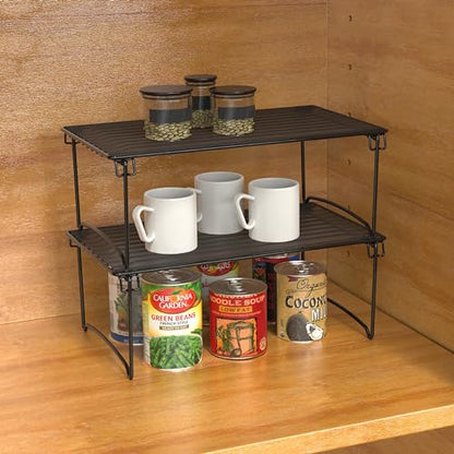 Deco Brothers Stackable Cabinet Shelf Organizer, 2 Pack, Black - color: Black
