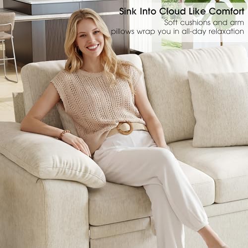 61” Pull Out Couch, 2 in 1 Sleeper Sofa Bed with Throw Pillow, Convertible Small Loveseat Sleeper Couch for Living Room, Bedroom, Apartment (Beige) - color: Beige, size: 2 Seat Sleeper
