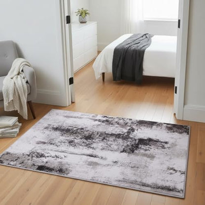Toneed Abstract Area Rug Modern Washable Rug Soft Non Slip Rug Low Pile for Bedroom Living Room Dining Room Coffee Brown 2x3 Feet - color: Coffee Brown, size: 2' x 3' (Rectangular)