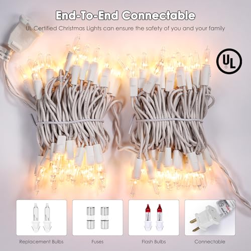 Meteds Christmas Lights 50 Count Clear Mini Lights White Wire UL Certified Connectable Warm White String Lights for Christmas Decor - size: 50 Count 13Ft