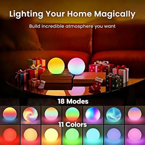 LOFTEK 3-inch Rechargeable LED Ball Lights, Glowing Sphere Lights w/Remote | 11 Colors, 18 Modes RGB Mood Lighting, IP65 Waterproof Floating Pool Light for Bathroom, Patio, Home Decor, Kid's Gift - size: 3-inch (1 Pack)