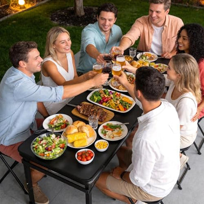 Folding Camping Table, Black Aluminum Frame,3-Position Adjustable Height,Lightweight Carry Handle, Portable for Travel, Camping Outdoor Use, 6FT x 2FT(X-Large), Black - size: 6 ft x 2 ft × 2.3 ft H