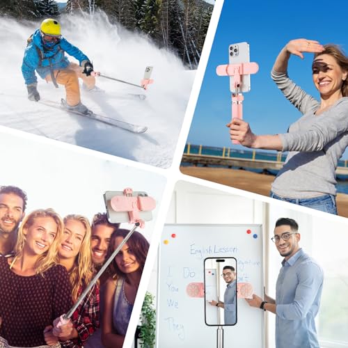Mini Phone Tripod Stand,MQOUNY 38" Phone Tripod &Selfie Stick with Wireless Rechargeable Remote & Removable Light, Extendable Tripod Stand 360 Rotation Compatible with Phone&Android (MEI-Pink) - color: MEI-Pink