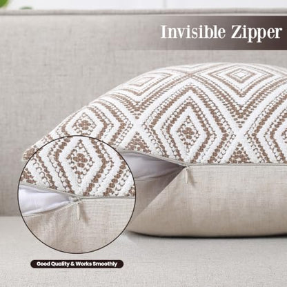 HPUK Throw Pillow Covers 18x18, Set of 4, Chocolate Couch Pillow Covers | Polyester fabric, patterned and solid designs, hidden zippers, machine washable, for sofas and beds, inserts not included - color: Chocolate, size: 18" x 18" (Pack of 4)