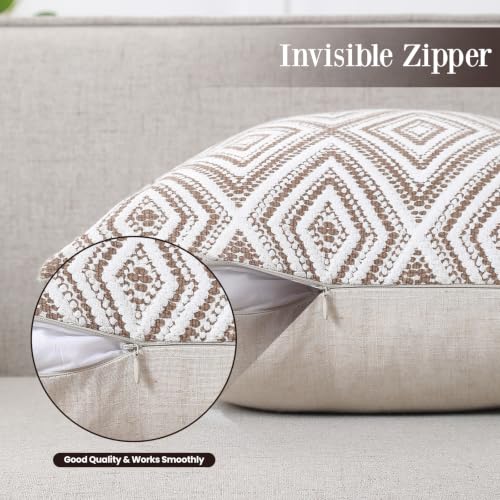 HPUK Throw Pillow Covers 20x20, Set of 4, Chocolate Couch Pillow Covers | Polyester fabric, patterned and solid designs, hidden zippers, machine washable, for sofas and beds, inserts not included - color: Chocolate, size: 20" x 20" (Pack of 4)