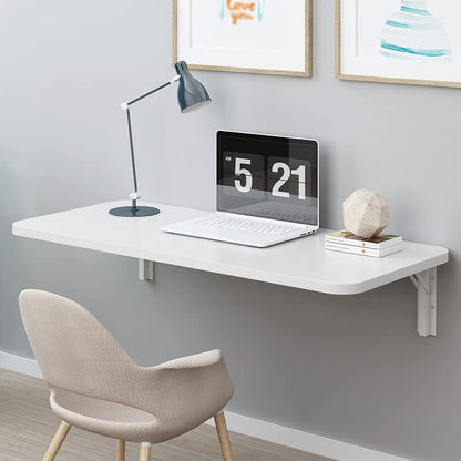 Wall Mounted Folding Table,White Floating Desk for Small Spaces,Stainless Steel Bracket Laundry Folding Table,Wall Folding Desk,Home Bars and Dining Establishments（80x50cm/31.5"x19.7" - color: White, size: 31.5 x 19.7 inches
