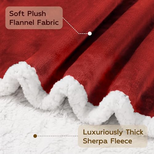BEAUTEX Sherpa Fleece Throw Blankets Soft Fluffy Flannel Plush Cozy | Fuzzy Wine Cuddle Blanket for Couch, Bed, Sofa, Adults (50" x 60", Wine) - color: Wine, size: Throw-50"x60"