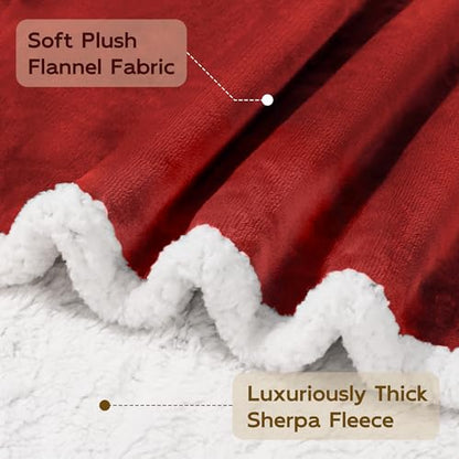 BEAUTEX Sherpa Fleece Throw Blankets Soft Fluffy Flannel Plush Cozy | Fuzzy Wine Cuddle Blanket for Couch, Bed, Sofa, Adults (50" x 60", Wine) - color: Wine, size: Throw-50"x60"