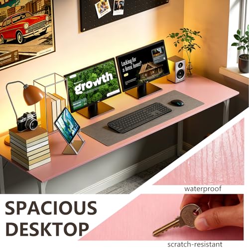 BestOffice Computer Desk,Home Office Desk, Modern Simple Style for Home Office Study Writing (Pink, 55 Inch) - color: Pink, size: 55 Inch