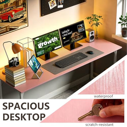 BestOffice Computer Desk,Home Office Desk, Modern Simple Style for Home Office Study Writing (Pink, 55 Inch) - color: Pink, size: 55 Inch