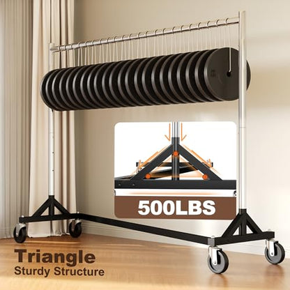 HOKEEPER Commercial Z Base Garment Rack Hold 500LBS Heavy Duty Clothing Rack Adjustable Rolling Clothes Rack for Hanging Clothes Racks on Wheels Portable Z Rack, Chrome Finish | Portable Z Rack, Commercial Heavy Duty Clothing Rack Rolling Garment Rack 24"