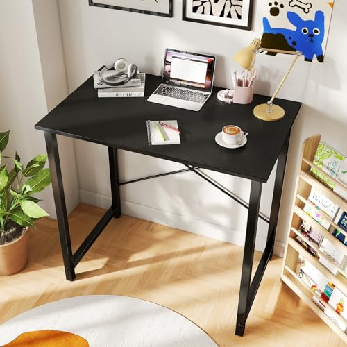 DUMOS 32 in Small Computer Desk for Home Office, Modern Study Work Table Simple Style for Bedroom, Writing Desks with X-Shaped Reinforcement, 2 Pack, Black | Modern Study Writing Work Table, Craft PC Desk Simple Workstation with Reinforcement Structure, 2
