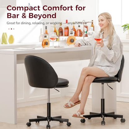 GTPLAYER Small Ergonomic Tall Office Chair, Computer Desk Chair with Wheels Versatile Height Use: Office to Bar Stools (or Standing Desk), Vanity Chair with Back PU Leather Shell Design for Gift - color: Pu-black
