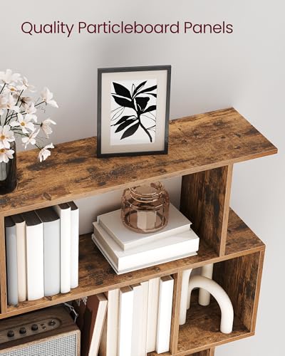 VASAGLE CUSTOS Collection - Bookshelf, 5-Tier Bookcase, Tall Display Shelf, Freestanding Storage Shelf, Room Divider, for Home Office, Living Room, Bedroom, Study, Rustic Brown ULBC416K01 - color: Rustic Brown, style: 5-Tier (35.4"W)