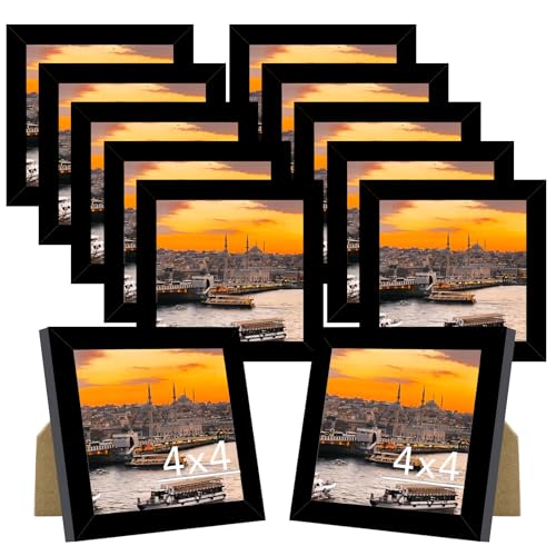 JCJMY 12 Packs 4x4 Picture Frames, Lightweight 4 by 4 Frames Bulk Set of 12 Collage Wall Decor Photo Frames Set for Wall and Tabletop, Black - color: Black, size: 4x4 inch