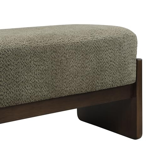 Christopher Knight Home Arden Minimalist Loop Yarn Fabric Dining Bench, Wooden Entryway Ottoman Bench, Modern Living Room Sofa Ottoman Footrest, Bedroom End of Bed Bench, Dark Green+Brown - color: Dark Green+brown
