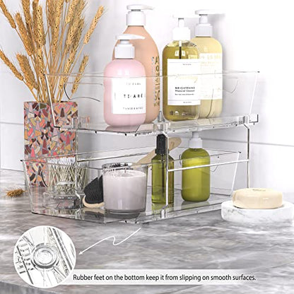 Simple Houseware 2 Tier Basket Drawer Cabinet Pull-Out Organizer, Clear - size: 1-Pack