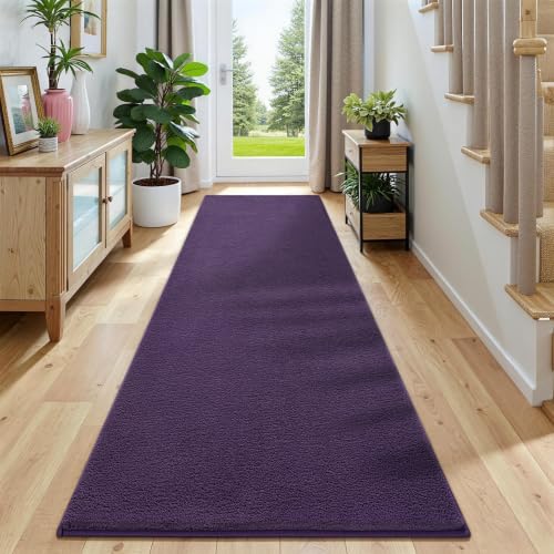 Vasofe Purple Runner Rug for Bedroom, 2x8 Non Slip Long Hallway Bedside Rug | Memory Foam Low-Pile Carpet Runner Rug for Entryway, Living Room, Kitchen, Laundry Room, Long Throw Carpet for Dorm Room - color: Purple, size: 2' x 8' (Rectangular)