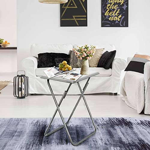 Portable Folding TV Tray Table TV Dinner Tray with Sturdy MDF,No Assembly Required, 25In(White,1PC) - color: White, size: 1pc