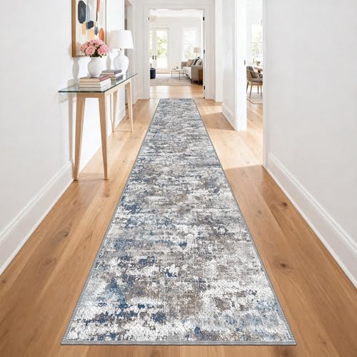 Washable Carpet Runners for Hallway 18ft-Non Slip Floor Runners for Dogs, Abstract Hallway Runner Rug with ‌Silicone Backing, Stain Resistant Rug for Indoor High Traffic,2.6x18,Multi | Washable Runner Rug with Silicone Backing for Dogs Stain-Resistant Mod