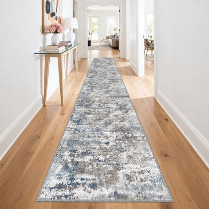 Washable Carpet Runners for Hallway 18ft-Non Slip Floor Runners for Dogs, Abstract Hallway Runner Rug with ‌Silicone Backing, Stain Resistant Rug for Indoor High Traffic,2.6x18,Multi | Washable Runner Rug with Silicone Backing for Dogs Stain-Resistant Mod
