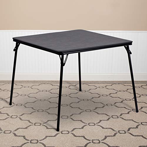 EMMA + OLIVER White 33.5" Square Folding Table | Lightweight, Easy Storage, Event Table - color: Black