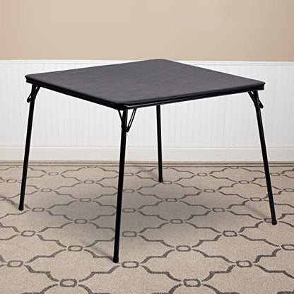EMMA + OLIVER White 33.5" Square Folding Table | Lightweight, Easy Storage, Event Table - color: Black
